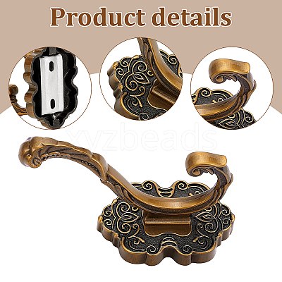 6Pcs Aluminum Wall Mounted Hook Hangers ODIS-JOY0001-02A-1