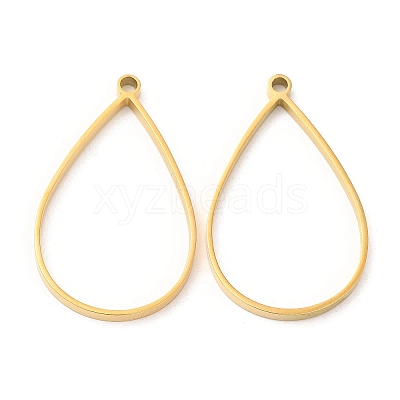 304 Stainless Steel Open Back Bezel Teardrop Pendants STAS-Z040-11A-G-1