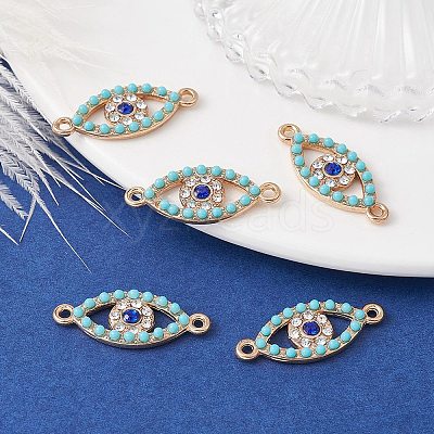 Alloy Connector Charms with Capri Blue Rhinestone and Synthetic Turquoise FIND-YW0003-50-1