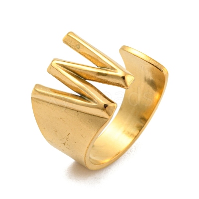 PVD Vacuum Plating 201 Stainless Steel Cuff Rings RJEW-Z032-01G-W-1