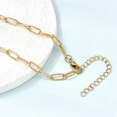 4MM 304 Stainless Steel Textured Paperclip Chain Necklaces for Man and Women SA-CBAB767-10G-1