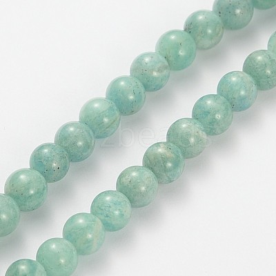 Natural Gemstone Amazonite Round Beads Strands G-O030-6mm-11-1
