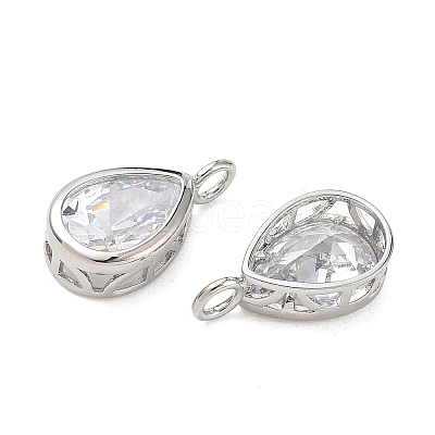 Brass Pave Clear Cubic Zirconia Pendants CU-CBA42CA-04D-P-1