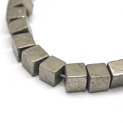 Cube Natural Pyrite Beads Strands G-I126-17-4x4mm-1