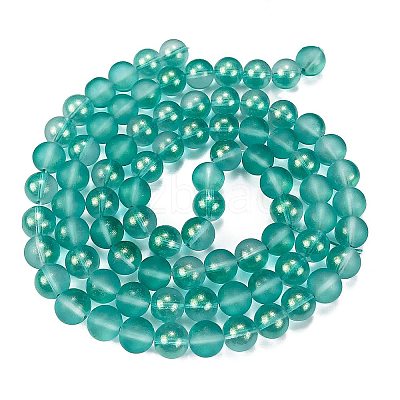 Frosted Transparent Glass Bead Strands GLAA-P065-10mm-08-1