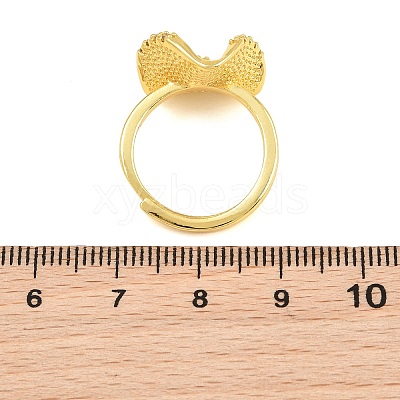 Flower Brass Micro Pave Cubic Zirconia & Enamel Cuff Ring Settings KK-CBAC351-06G-01-1
