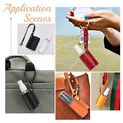 5Pcs 5 Colors Plastic Hand Sanitizer Bottle with PU Leather Cover KEYC-WR0001-34-1