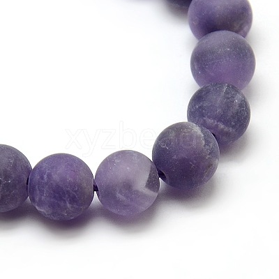 Frosted Natural Amethyst Round Bead Strands X-G-M064-8mm-13-1