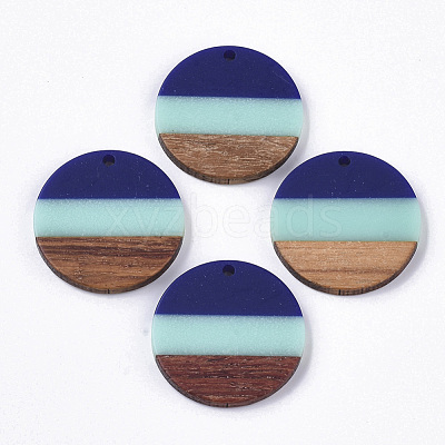 Tri-color Resin & Walnut Wood Pendants X-RESI-S358-78K-1