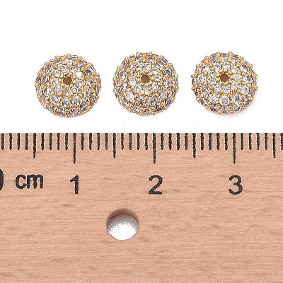 Apetalous Half Round/Dome Brass Micro Pave Cubic Zirconia Bead Caps X-ZIRC-D062-G-1