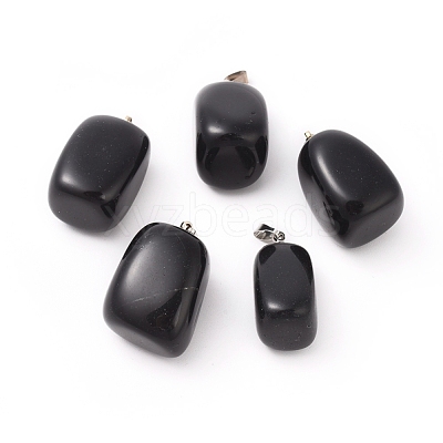 Natural Dyed & Heated Black Agate Pendants G-k302-B16-1