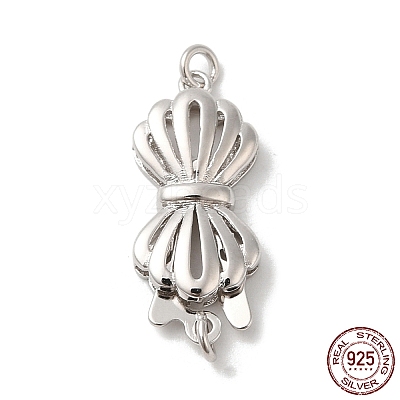 Rhodium Plated 925 Sterling Silver Box Clasps STER-G038-17P-1