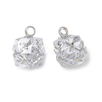 Brass Pave Clear Cubic Zirconia Charms CU-CBAD360-08P-01-1