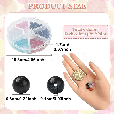 90Pcs 6 Colors Cat Eye Beads Sets CE-YW0001-01-1