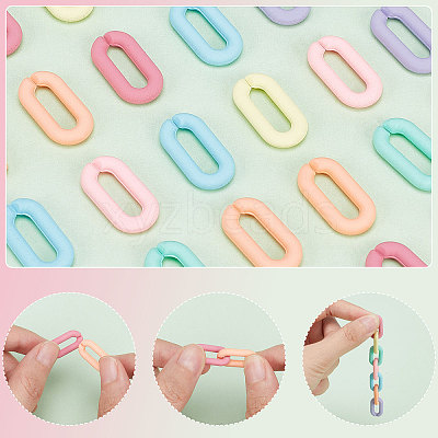 140Pcs 7 Colors Acrylic U-shaped Open Link Ring SACR-PH0001-04-1