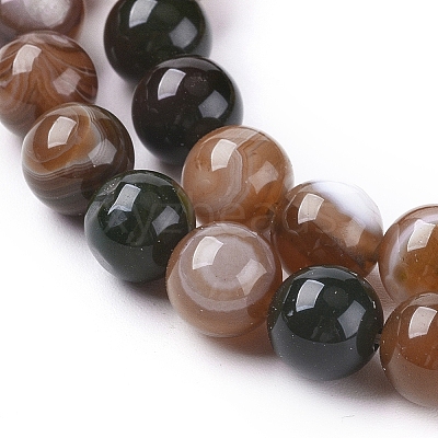 Natural Striped Agate/Banded Agate Beads Strands G-G582-6mm-41-1
