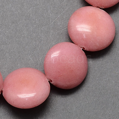 Dyed Flat Round Gemstone Natural Rhodochrosite Stone Beads Strands G-S110-23-1
