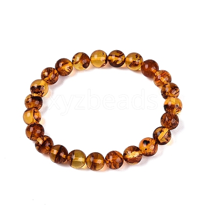 Natural Amber Beaded Stretch Bracelets BJEW-N041-04D-01-1