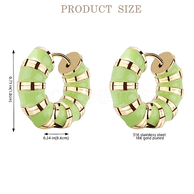Enamel Striped Thick Hoop Earrings JE1110D-1