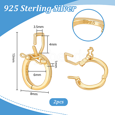 2Pcs Rhodium Plated 925 Sterling Silver Twister Clasps STER-PH0004-51G-1