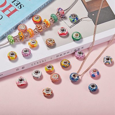 38Pcs 19 Colors Handmade Polymer Clay European Beads CLAY-SZ0001-51-1