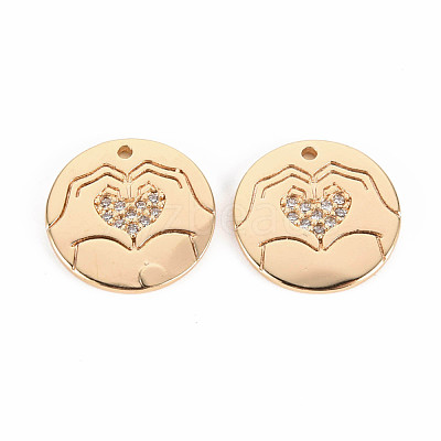 Brass Micro Pave Clear Cubic Zirconia Charms KK-T062-137G-NF-1
