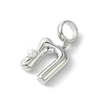 Rack Plating Brass with ABS Plastic Pearl European Dangle Charms KK-G501-02N-P-1