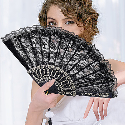 Plastic & Cloth Folding Fans AJEW-WH20020-161C-1