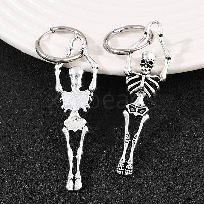 Alloy Skeleton Hoop Earrings LS-EJEW-Z132-01AS-1