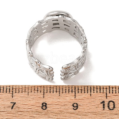 Woven Bezel 304 Stainless Steel Cuff Ring Components SA-CBAD8FA-01P-01-1