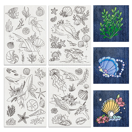 4 Sheets 11.6x8.2 Inch Stick and Stitch Embroidery Patterns DIY-WH0455-153-1