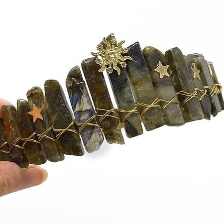 Natural Labradorite Hair Bands PW-WGE968B-10-1