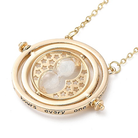 Rotated Hourglass Flat Round Alloy Pendant Necklaces for Women NJEW-G131-01C-1