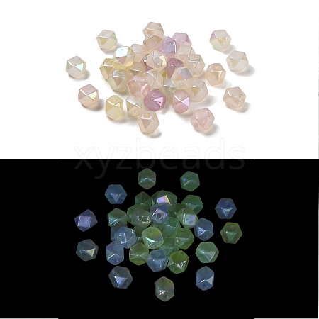 Polygon UV Plating Luminous Rainbow Iridescent Acrylic Beads LACR-R001-04A-1