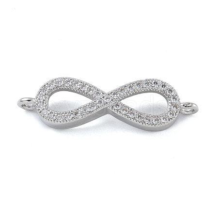 Rack Plating Brass Micro Pave Clear Cubic Zirconia Infinity Connector Charms KK-A234-079P-1