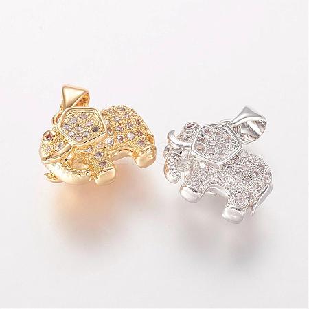 Brass Micro Pave Cubic Zirconia Pendants ZIRC-K060-07-1