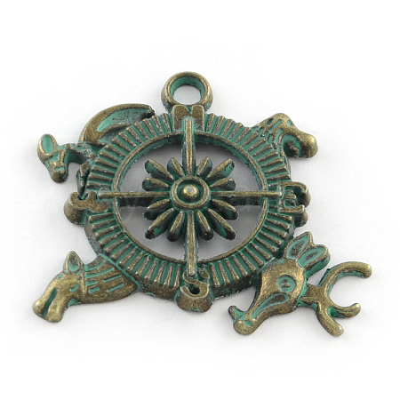 Compass Zinc Alloy Pendants PALLOY-R065-112-FF-1