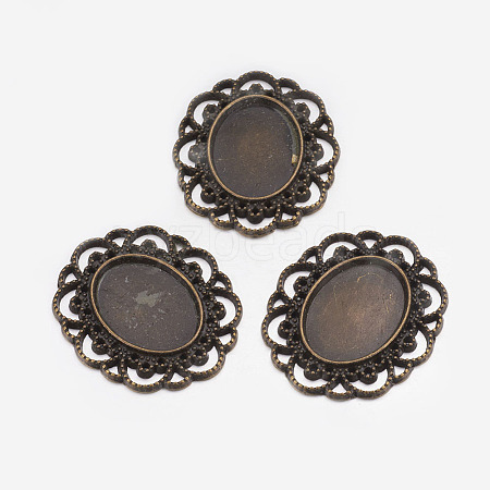 Tibetan Style Cabochon Setting TIBEP-EA079YKG-AB-FF-1