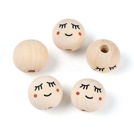 Printed Schima Wood Beads WOOD-T033-02C-1