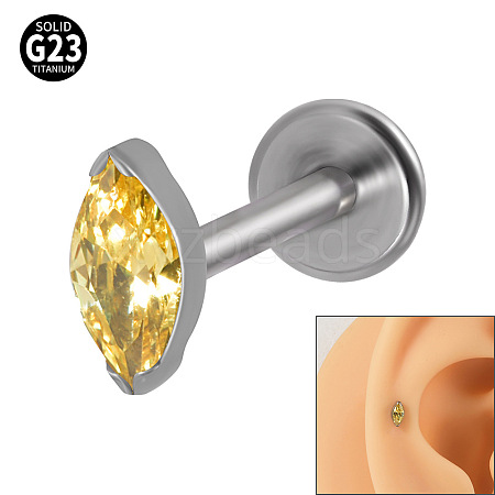 G23 Titanium Cubic Zirconia Horse Eye 17 Gauge Threadless Labrets for Women Men WG9E7C9-21-1