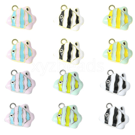 12Pcs 6 Colors Alloy Enamel Charms ENAM-CJ0007-49-1