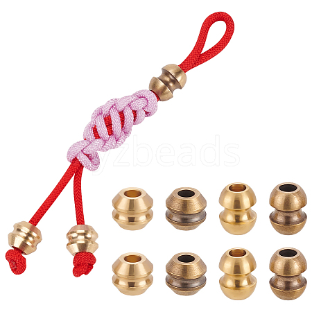  8Pcs 4 Styles Outdoor EDC Tool Brass Parachute Rope European Beads KK-NB0003-64-1