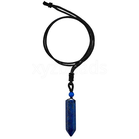 Natural Lapis Lazuli Bullet Pendant Necklace JN1043E-1
