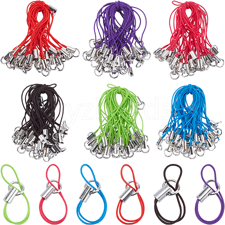 Gorgecraft 180Pcs 6 Colors Polyester Cord Mobile Making Cord Loops AJEW-GF0008-55-1