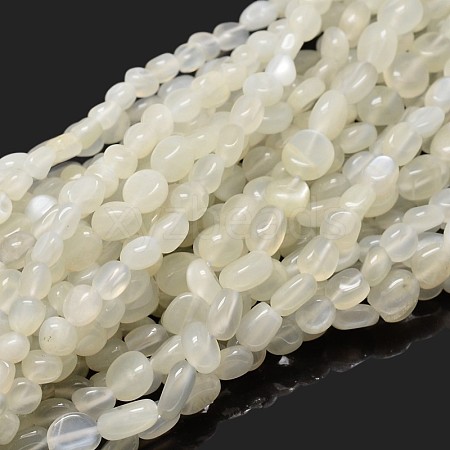 Natural White Moonstone Nuggets Beads Strands X-G-J335-45-1