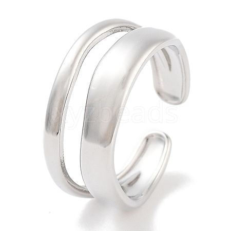 Non-Tarnish 304 Stainless Steel Open Cuff Rings for Women RJEW-K273-15P-1