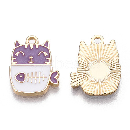 Golden Plated Alloy Enamel Pendants ENAM-T009-90C-RS-1