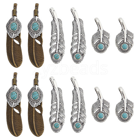 SUNNYCLUE 12Pcs 3 Styles Tibetan Style Alloy Big Pendants FIND-SC0003-63-1