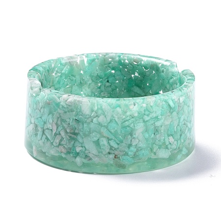 Resin with Natural Amazonite Chip Stones Ashtray DJEW-F015-01D-1