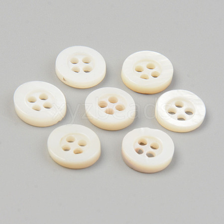 Natural 4-Hole Freshwater Shell Buttons BUTT-T011-01C-1